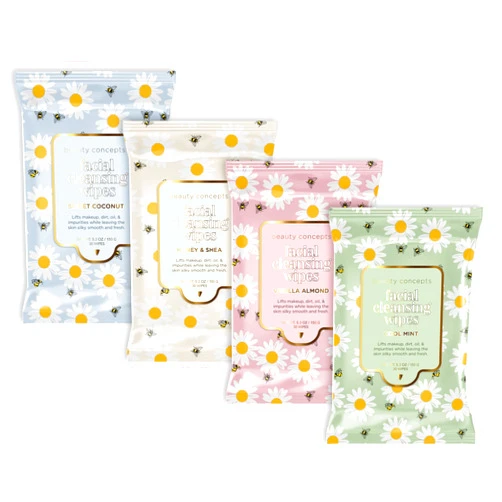 B.C BEAUTY CONCEPTS Beauty Concepts: Luxe 4-Pack - 30 Count Makeup Cleansing Wipes Infused with Sweet Coconut, Honey & Shea, Vanilla Almond, & Cool Mint