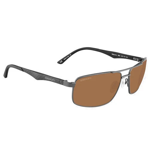 Serengeti - Melbourne Sunglasses, Shiny Gunmetal, Driver Gradient Lenses, Rectangle Men and Women Sunglasses
