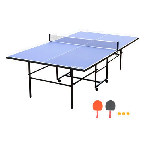 IUNNDS Mid-Size Rolling Table Tennis Table Foldable & Portable Ping Pong Table Set Easy Movement for Indoor Games with Net, 2 Table Tennis Paddles and 3 Balls