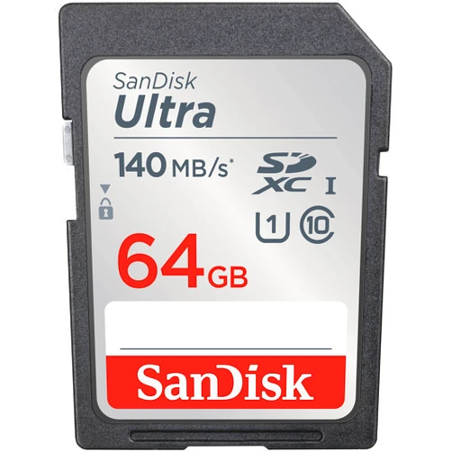 SanDisk 64GB Ultra SDXC UHS-I Memory Card - Up to 140MB/s, C10, U1, Full HD, SD Card - SDSDUNB-064G-GN6IN