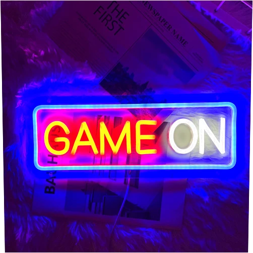 Brochao Gaming Neon Sign for Wall Decor Bedroom Game Room Gamer Room Playstation Decorations USB Powered LED Light Up Sign Birthday Gift for Kids Boy Girls (BluWhitRed)