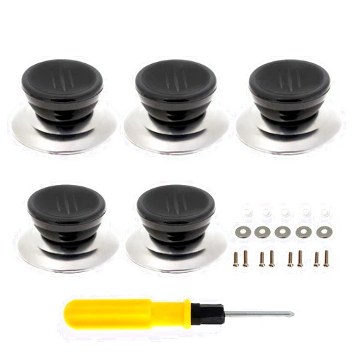 Himlesb 5Pcs Pot Lid Cover Knob Handle, Universal Kitchen Cookware Replacement Pan Pot Handgrip Lid Knob Black/Silver PLK-55 Lid20211210