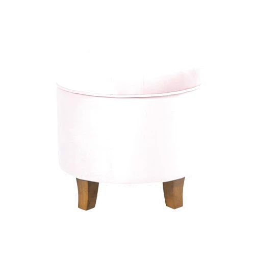 Homepop Home Decor | Upholstered Round Velvet Tufted Foot Rest Ottoman | Ottoman with Storage for Living Room & Bedroom | Decorative Home Furniture, Pink Blush Small