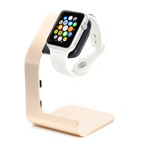 Tranesca Charger Stand Holder Dock Compatible with Apple Watch Series Ultra2/Ultra/10/9/8/7/6/5/4/3/2/1 and SE (38mm/40mm/41mm/42mm/44mm/45mm/46mm/49mm) - Gold