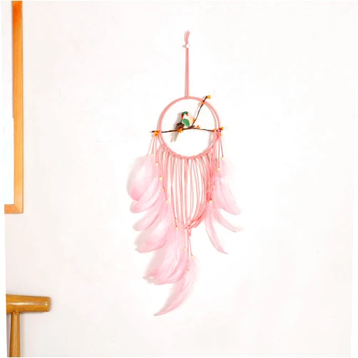 Aniaoie Dream Catchers Lovebirds Dream Catcher for Home Decoration Dream Catcher for Girls Kids Gift Nursery Bedroom Bedroom Living Room Wall Hanging Decor,Pink