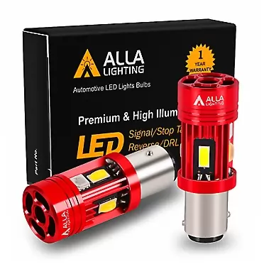 Alla Lighting CAN Bus BAY15D 7528 1157 LED Bulbs Amber Yellow Turn Signal Lights Blinker Lamps Replacement, Directly Plug-n-Play, Built-in Resistors, No Signal Hyper Flash Amber Yellow BAY15D 7528 1157