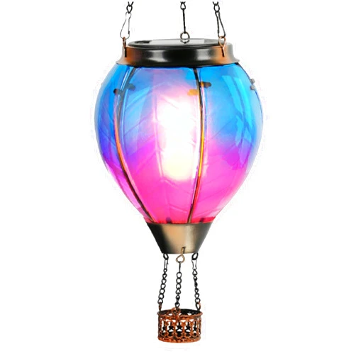 ElasignShopo Hot Air Balloons Solar Lantern Hanging Solar Lanterns Flickering Flame Hot Air Balloon Solar Light with Candle Holder Outdoor Waterproof Glass Lanterns for Garden Patio Yard Party Decor