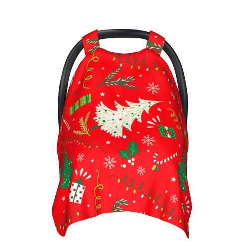Schgap Christmas Car Seat Cover Canopy for Baby Nursing Cover Soft Breastfeeding Covers Infant Carseat Canopy for Shower Gift Newborn Toddler