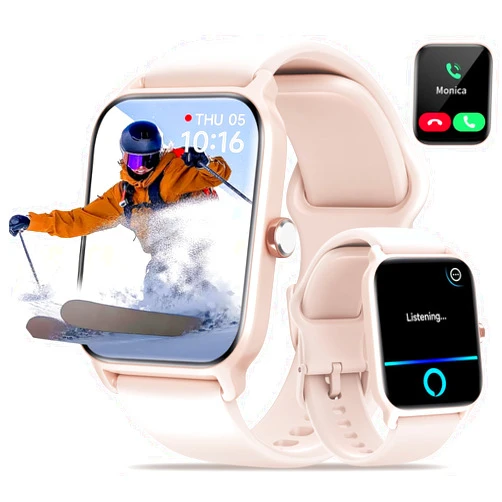 Trunsif Smart Watch for Women, Alexa Built-in Compatible with Android & iPhone, 1.8'' Fitness Tracker, Answer/Make Calls with Heart Rate SpO2 Sleep Monitor, IP68 Waterproof 120 Sports Modes, Pink