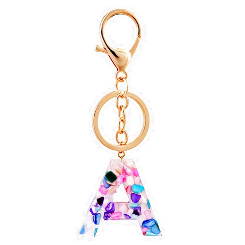 JINZHOUFUZHUANG Creative letter color key chain A - Z initials key chain (A)