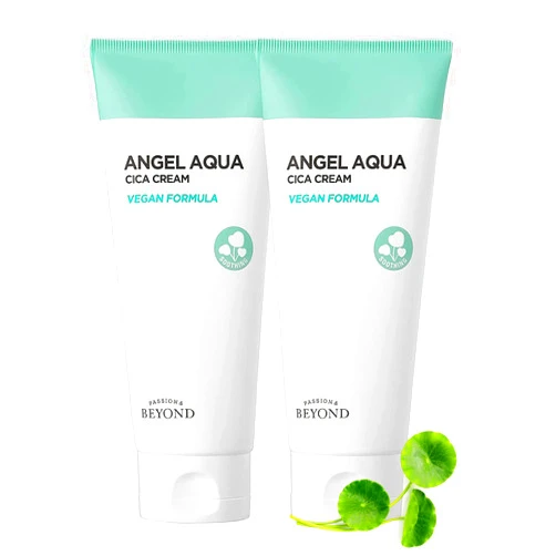 ECO BEYOND BEYOND ANGEL AQUA CICA CREAM GIFT SET (2 PACK) - Mild Soothing Moisturizer, Wild Chervil Extract, Cica, & Niacinamide - Hydration & Light Cream (300ml / 10.14 Fl Oz) Korean Skincare