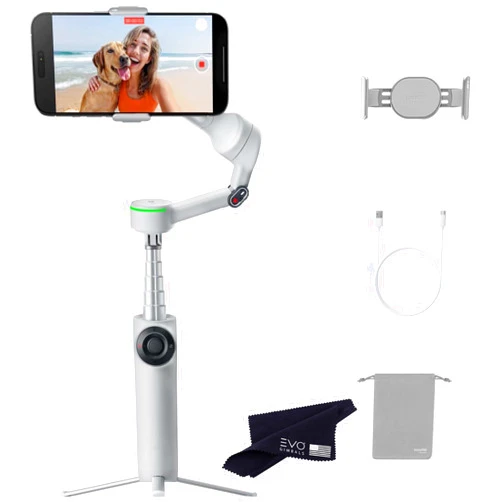 Insta360 Flow - AI-Powered Smartphone Stabilizer, Auto Tracking Phone Gimbal, 3-Axis Stabilization, Built-in Selfie Stick, Portable & Foldable, Incuding EVO Gimbals Aluminum Tripod(Stone Gray)