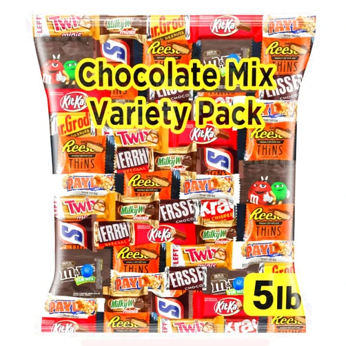 Jumblet Chocolate Assorted Bulk Candy Variety Pack 5lb - Mini Chocolate Bars, Milk & Dark Chocolate Mix - Individually Wrapped Bulk Candy for Office Snacks, Party Favors and Bags