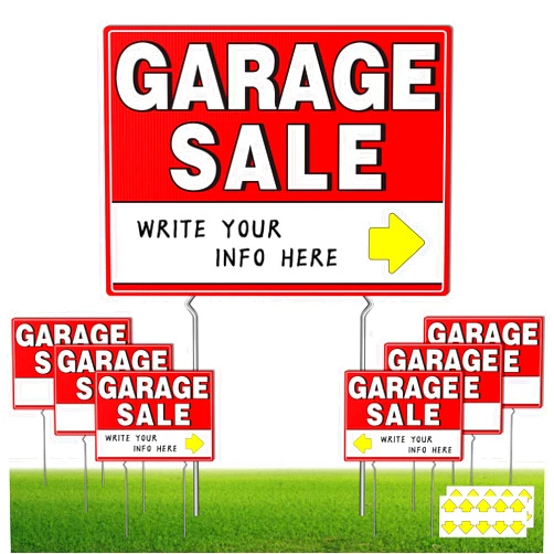Kuco 7 Pcs Garage Sale Sign with Metal Stakes, 17