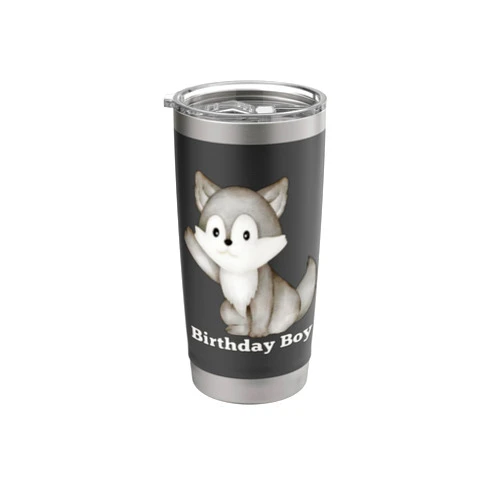 Wild Wolf Birthday Party Safari Animal Outfits 6-8 CuteWolf Birthday Boy Wild Animal Birthday Party 4th Toddler Stainless Steel Insulated Tumbler