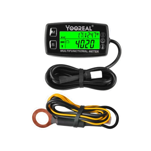 Yooreal Tach Hour Meter Engine Temperature Gauge,Tachometer,RPM/Temp Alert,User Shutdown for Scooter Snowmobile Mini Bike Motorcycle Lawn Mower Generator Dump Truck etc