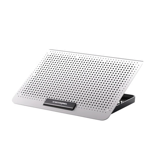 ICE COOREL Aluminum Laptop Cooling Pad, Laptop Cooler Stand with 7 Height Adjustable, Laptop Fan Cooling Pad for Laptop 12-15.6 Inch, Notebook Cooler Pad with Two USB Port (Silver)