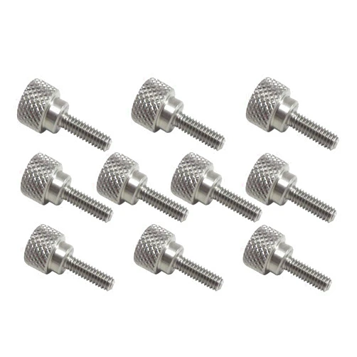 Taytools 10 Pack 8-32 x 1/2 Inch Threads 303 Stainless Steel Diamond Knurled Thumb Screws Knobs with Straight Shoulders Right-Hand Threads SAE Flat Tip Uncoated