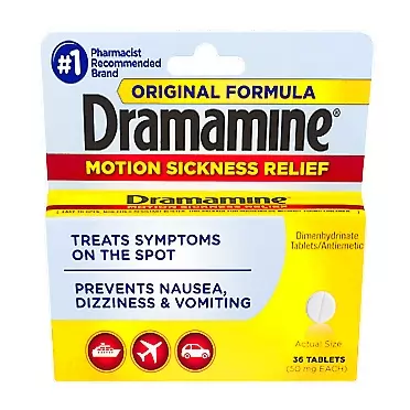 Dramamine Motion Sickness Relief Tablets Original Formula - 36 ct, Pack of 3