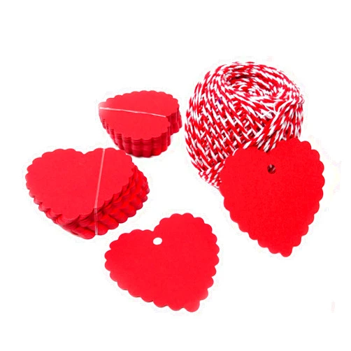 Honbay 100PCS Love Heart Kraft Paper Gift Tags Blank Hanging Tags with String Clothing Price Tags Wedding Party Tags Christmas Tree Tags Bookmarks Tags