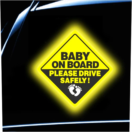 TIPSANGGO 2Pack Baby On Board Sticker for Cars- Please Drive Safely High Intensity Reflective Waterproof Vinyl Baby Safety Car Signs for Rear, Side Windows, Bumpers