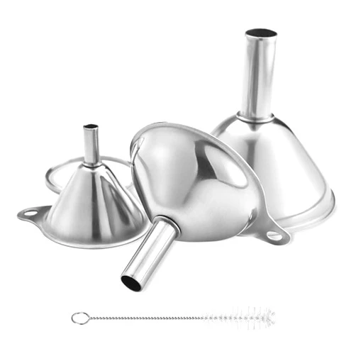 Lakatay Stainless Steel Funnels, Large Small Funnel Set of 3, Food Grade Mini Metal Kitchen Funnel for Transferring Essential Oils, Liquid, Fluid, Small Funnels for Filling Bottles Flask Cooking