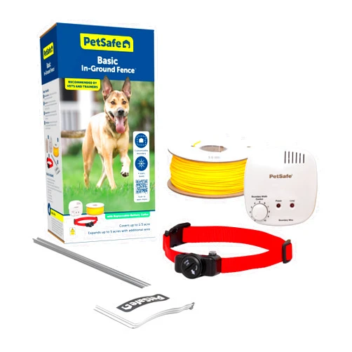 PetSafe Basic In-Ground Pet Fence – from The Parent Company of INVISIBLE FENCE Brand - Underground Electric Pet Fence System with Waterproof and Battery-Operated Training Collar