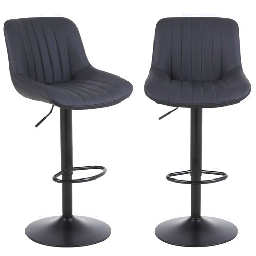 Youhauchair Bar Stools Set of 2, Swivel Counter Height Barstools with Back, Adjustable PU Leather Bar Chairs, Modern Armless Kitchen Island Stool, Black