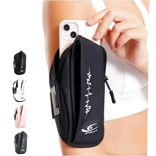 HiRui Universal Sports Armband Comfort Running Armband and Wristband Cell Phone Holder for Exercise Workout, Compatible with iPhone 15/14/Plus/Pro/13 Samsung Galaxy All Phones, Adjustable (Black)