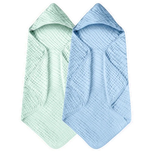 Yoofoss Hooded Baby Towels for Newborn 2 Pack 100% Muslin Cotton Baby Bath Towel with Hood for Babies, Infant, Toddler and Kids, Large 32x32Inch, Soft and Absorbent Newborn Essential
