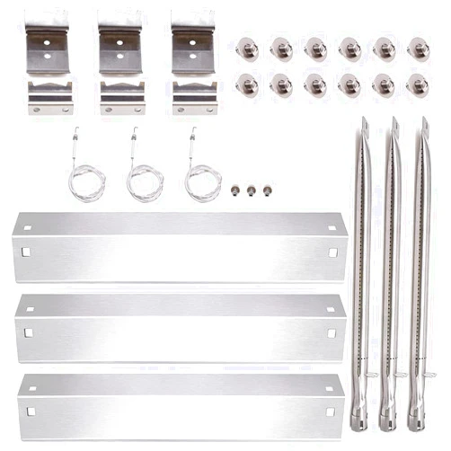Hiorucet Grill Parts for Char-griller Replacement Parts, Chargriller 5050, 5650, 3001, 3072, 5072, 3030, 3008, 5252, 3000, 4000, King-griller 3008, 5252, Heat Plate, Burner Tubes, Ignitor, Hanger Brackets.