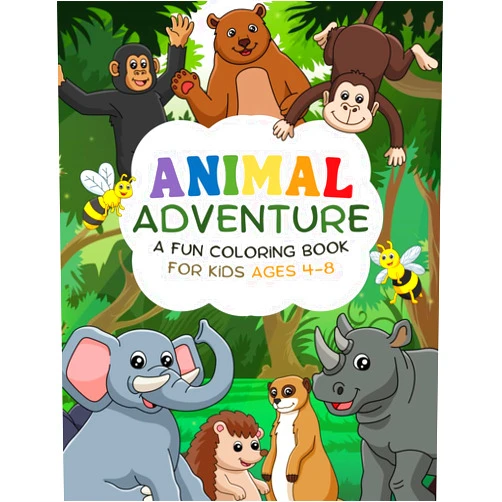 Gryphon Publishing Animal Adventure - A Fun Coloring Book for Kids Ages 4-8: Exciting Coloring Pages with Cartoon Animals for Children to Color