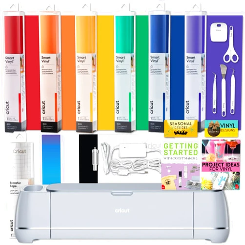 Cricut Maker 3 Cutting Machine with Rainbow Smart Vinyl Bundle - Electronic Craft Die-Cutting Machine with Variety Vinyl, Transfer Tape and Weeding Tools, Beginner Kit, Bluetooth Connectivity