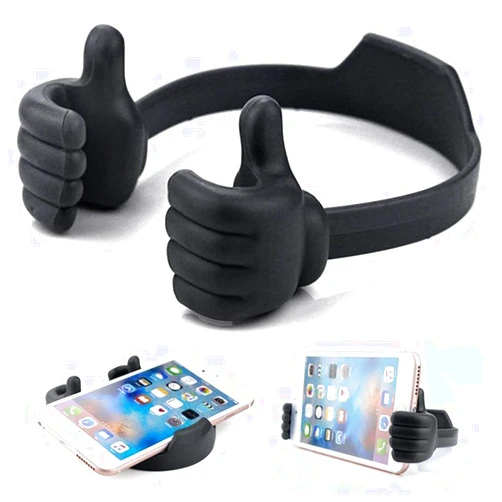 Kinizuxi Thumbs Up Cell Phone Holder for Desk, Universal Flexible Cell Phone Stand for Tablet Holder, Cellphone Holder Smartphone Stand Holder for iPhone iPad Samsung and More (Black)