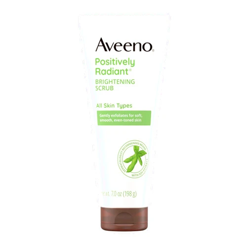 Aveeno Positively Radiant Skin Brightening Daily Facial Scrub with Moisture-Rich Soy Extract, Gently Exfoliates & Cleanses for Soft, Smooth, More Even-Toned Skin, Hypoallergenic, 7 oz
