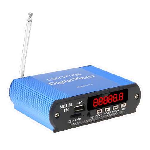 EPathChina Blue 12V Bluetooth 5.0 Mini Hi-Fi Amplifier Booster Radio MP3 Stereo for Car Motorcycle Home