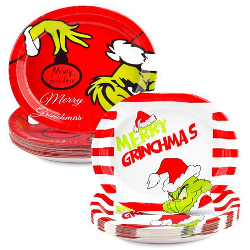 Nuolifee 50Pcs Christmas Oval Paper Plates -10