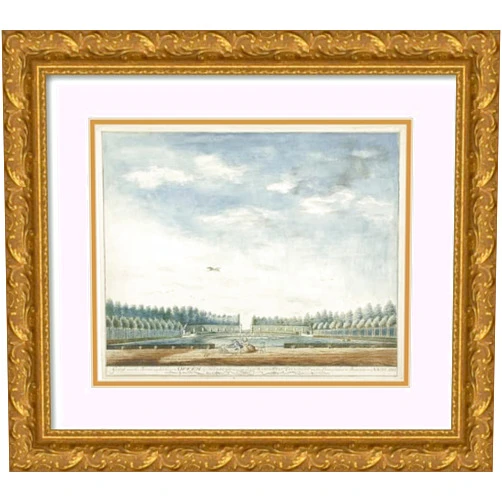 ArtDirect Jan Baptist van Eeckhout 18x15 Gold Ornate Frame and Double Matted Museum Art Print Titled - The Garden of the Huis Offem, Near Noordwijk (1782)