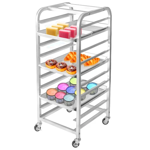 Lopeztek 10-Tier Half Sheet Bakery Rack - Bun Pan Speed Rack, Home Use Size Cooling Rack for Half Sheet & Quarter Sheet Pan, 10-Tiers for Baking, Candles, and Soap-Making (for 1/2 & 1/4 Sheet Pan)