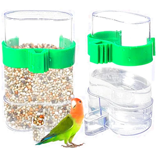 FidosFav 2Pcs Bird Parrot Automatic Feeding Drinking Water Bird Feeder for Cage Safe and Stable Bird Cage Accessories Feeder Parrot Budgie Lovebirds Cockatiel Automatic Feeding 220Ml