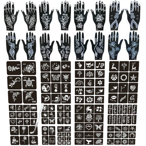 Aresvns Henna Tattoo Stencils 138 PCS, 24 Sheets Airbrush Tattoo Templates,Reusable Tattoo Stencils Kit for Women Teens Girls,DIY Tattoo Stencils,Body Art Stencils
