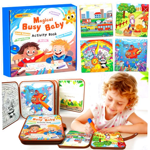 Lumikidz 3-in-1 Reusable Water Painting Book for Kids – Preschool Learning Toy with 10 Themes – Water Coloring & Color-Sorting Game – No Mess Painting & Reusable Fun for Ages 3+