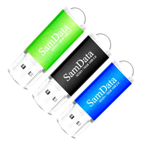 SamData 3 Pack 16GB USB 2.0 Flash Drive Thumb Drives Memory Stick, 3 Colors: Black Blue Green