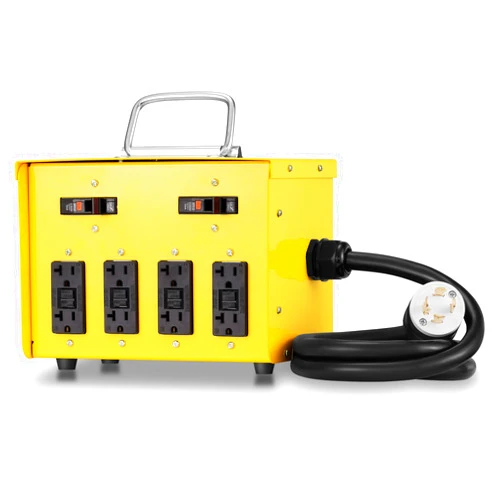 YARWELL 30A 125/250V Temporary Power Distribution Box, 8 x 20A Weather-Resistant Outlets, Heavy-Duty Steel, OSHA/NEC Compliant, ETL Listed, Model PB01