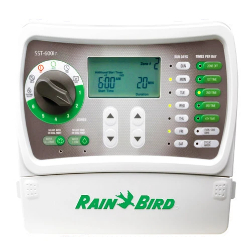 Rain Bird SST600IN Simple-To-Set Indoor Sprinkler/Irrigation System Timer/Controller, 6-Zone/Station (this New/Improved Model Replaces SST600I),Gray/Green