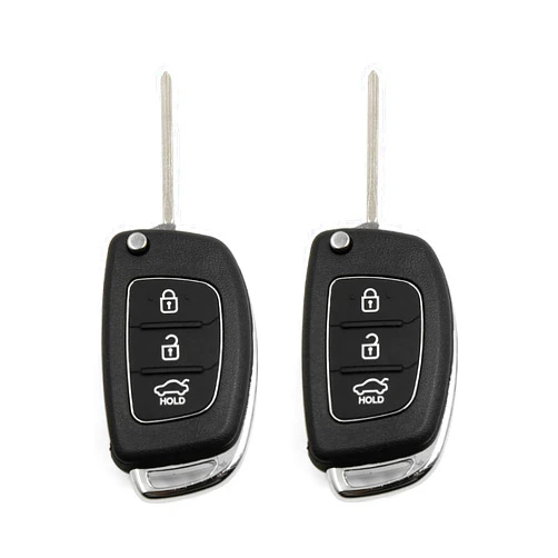X AUTOHAUX 2pcs 3 Buttons Flip Folding Uncut Keyless Entry Remote Control Fob Clicker Key Shell Case Replacement for Hyundai Santa Fe 2013 2015