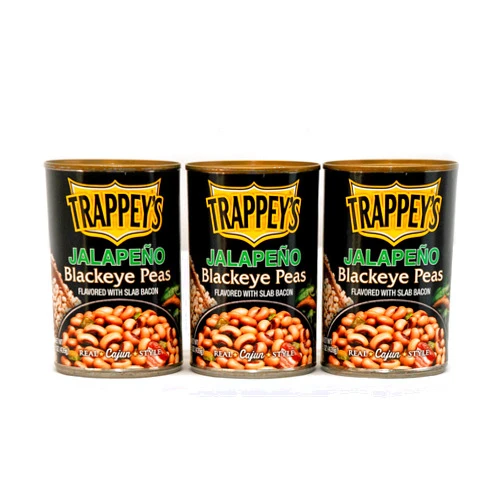 JFS Trappey's Bacon Flavored Blackeyed Peas with Jalapenos, 15 Ounce Cans, (Pack of 3) Bundled with a JFS Recipe Card
