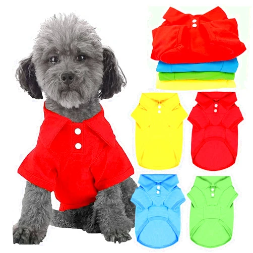 DOGGYZSTYLE 4 Pieces Dog Shirts Collared Polo T-Shirts for Small Medium Dogs Cats Boy Girl Dog Clothes Breathable Doggy Sweatshirt Puppy Kitten Small Breeds Pet Outfits Apparel Tops