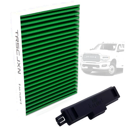 TRSCJXN 68406048AA Upgraded Activated Cabin Air Filter(Green) & Filter Access Door Fit for Dodge Ram 1500 2500 3500 4500 5500 2011-2020, Avenger Journey Chrysler 200 Replaces# 68052292AA 68318365AA 5058693AA