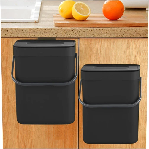 LALASTAR Countertop Compost Bin with Lid, Hanging Small Trash Can with Lid Under Sink for Kitchen, Food Waste Bin for Countertop, Mountable Garbage Can for Bathroom, RV, 5L/1.3 Gal, Black